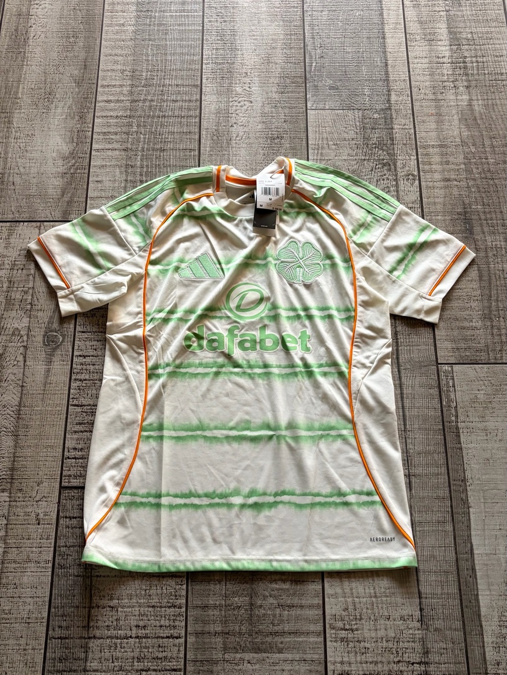 Celtic adidas 2025/26 Third Jersey - White Green Orange size M